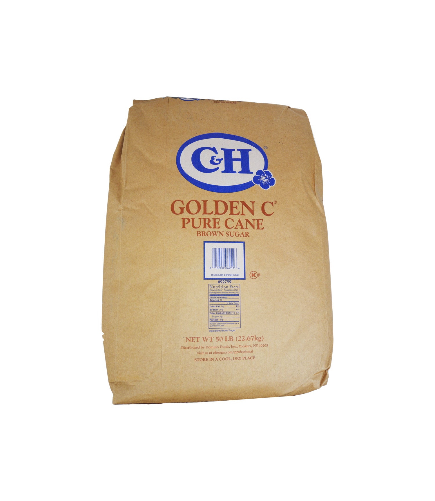 PURE CANE SUGAR, GOLDEN C, MEDIUM BROWN, 1/50 LB