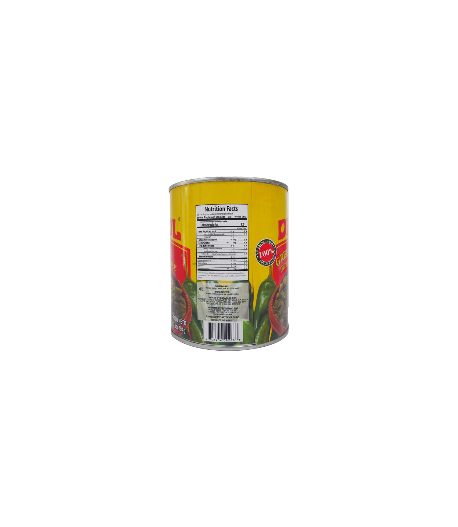 GREEN CHILI VERDE DICED (28 OZ)
