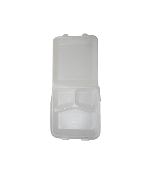 FOAM TRAY, THREE COMPARTMENT, HINGED LID