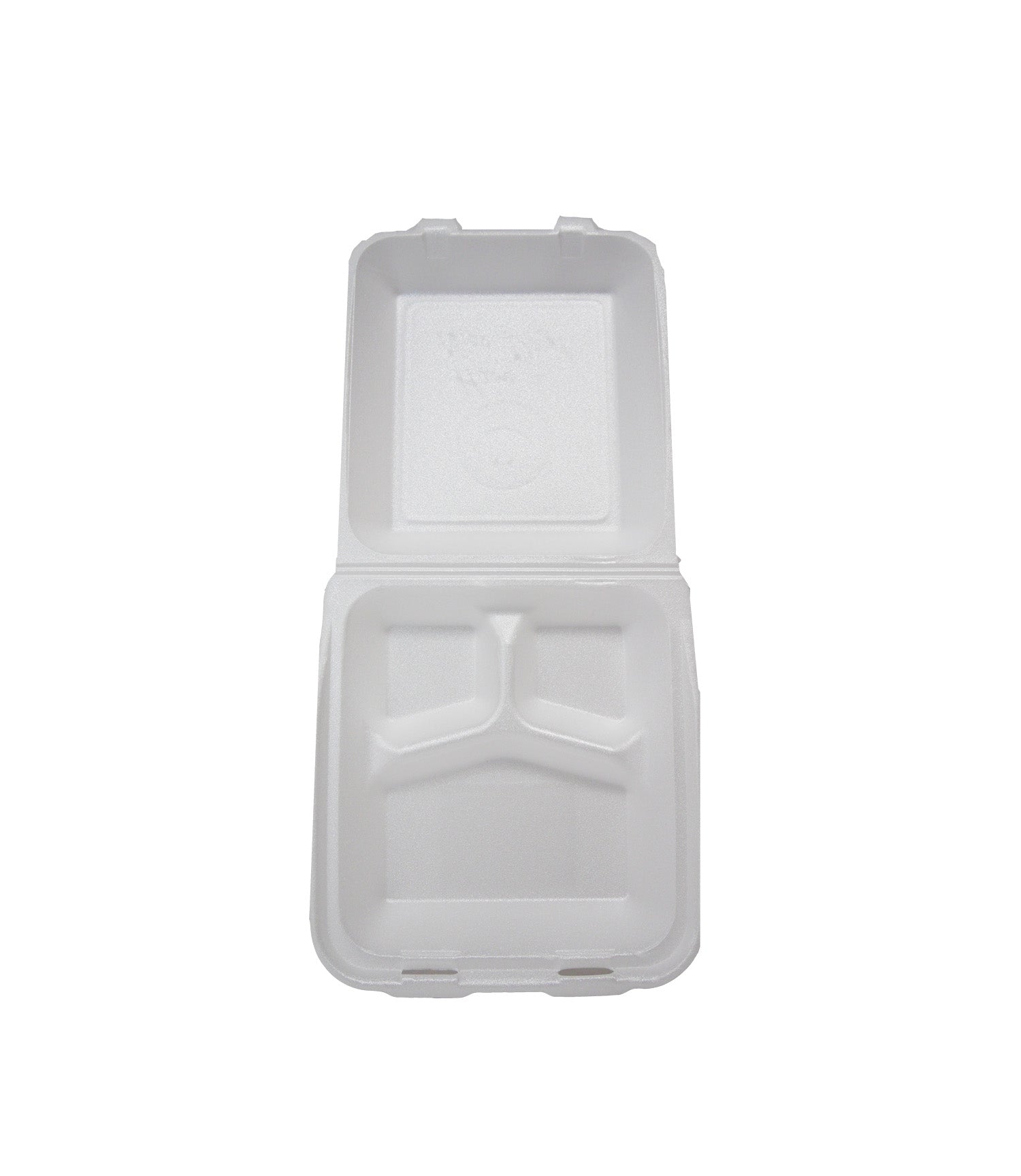 Foam Tray, Three Compartment, Hinged Lid